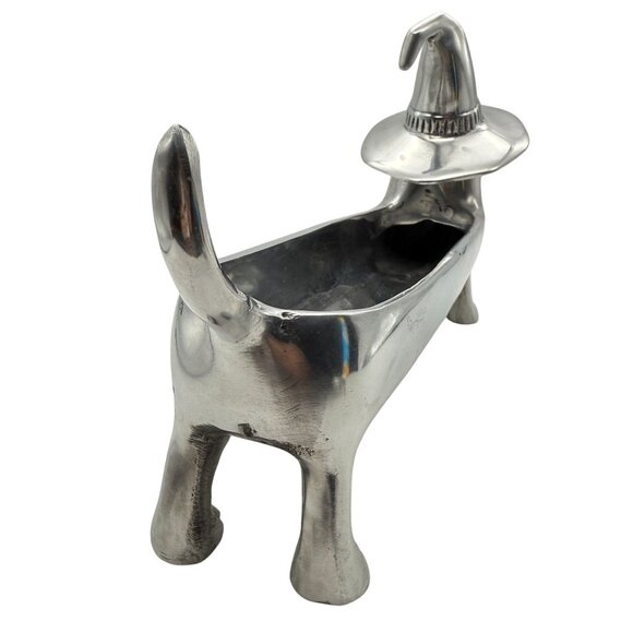 Halloween Dachshund Weiner Dog Witch Silver Metal 3D Candy Treat Serving Tray - Picture 7 of 12